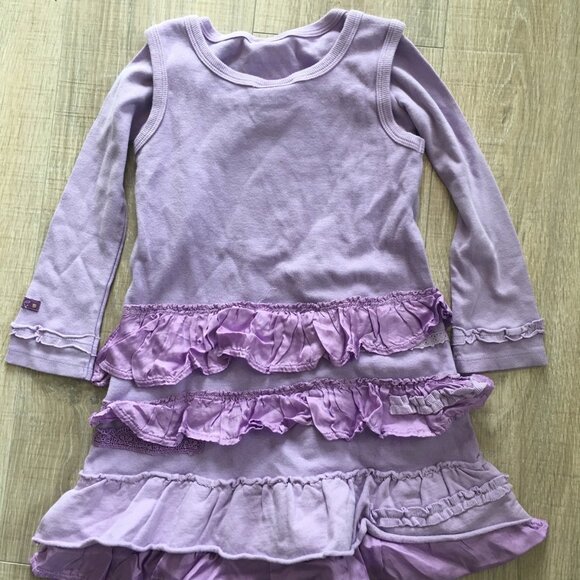Naartjie Kids Girls Ruffle Layered Long Sleeve Dress Tunic Sz 4 Purple - Picture 7 of 7